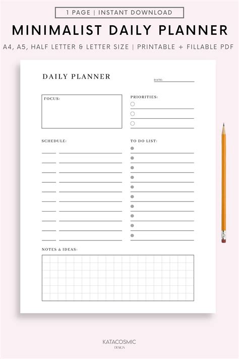 Minimalist Daily Planner Template