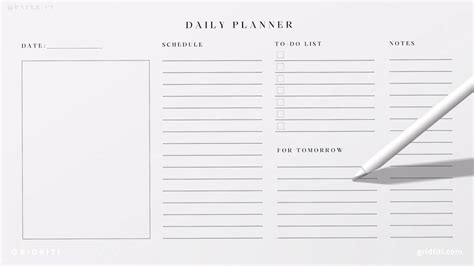 Minimalist daily planner template for Goodnotes