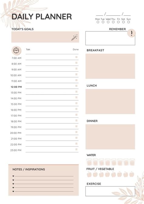 Minimalist Hourly Day Planner