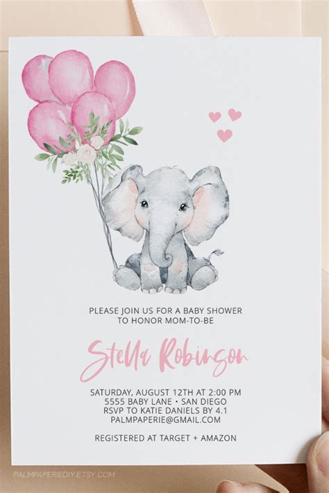 Minimalist elephant invitation