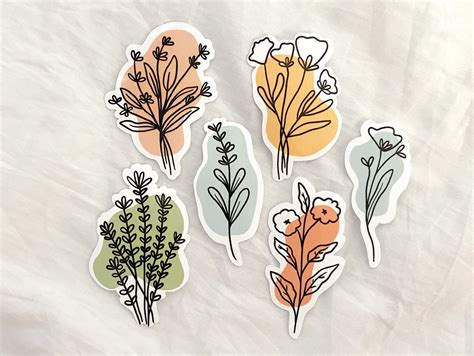 Minimalist flower stickers