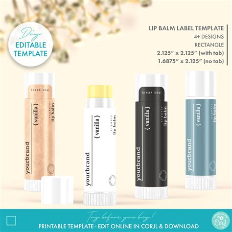 Minimalist lip balm label template