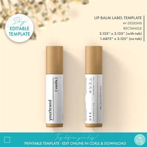 Minimalist Lip Gloss Label Template