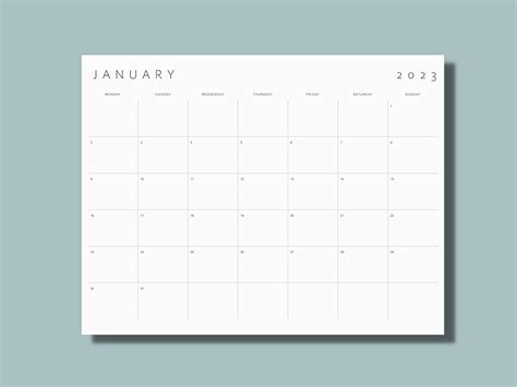 Minimalist Month Calendar Template