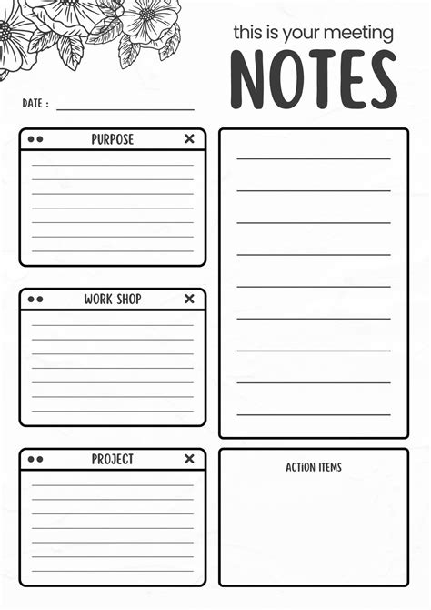 Minimalist note-taking template with a simple layout