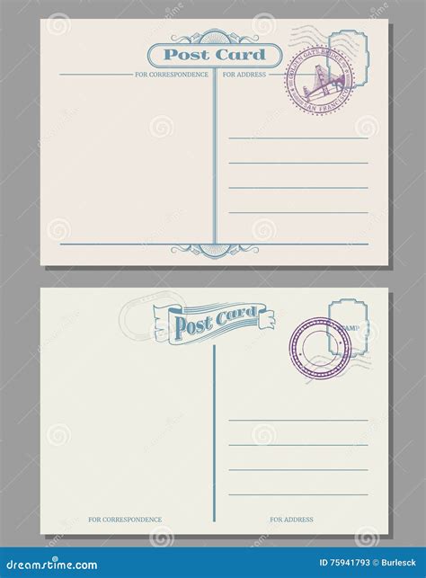 Minimalist Postcard Rubber Stamp Template