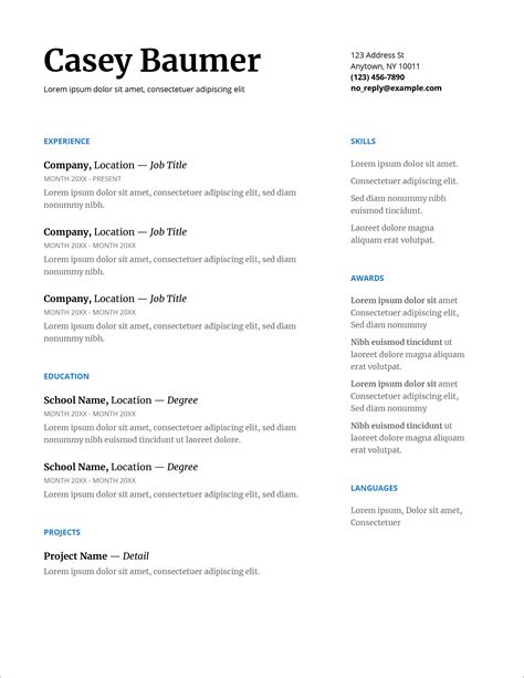 Minimalist resume template example 10