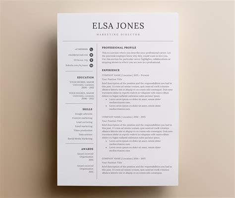 Minimalist resume template example 2