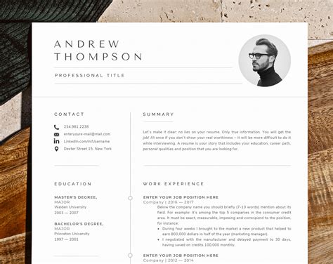 Minimalist Resume Template Word Download