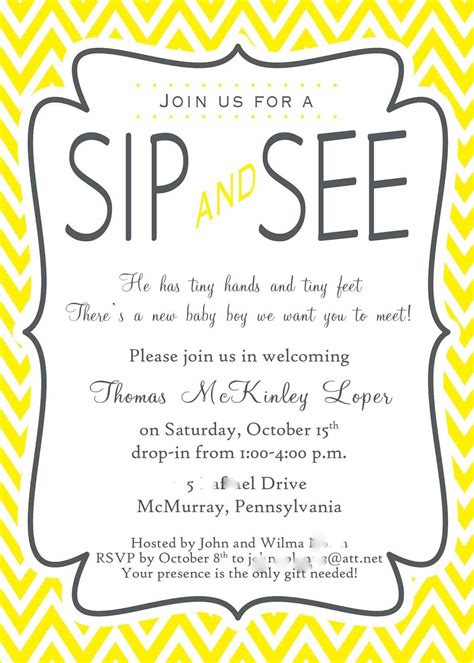 Minimalist Sip and See Party Invitation