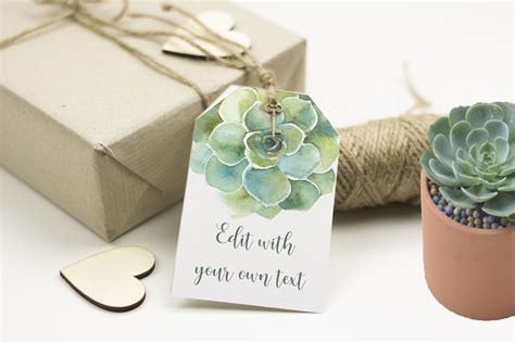 A minimalist succulent gift tag with a simple design