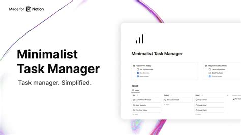 A simple and clean task manager template for Notion