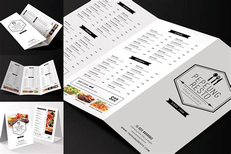 Minimalist tri-fold menu template