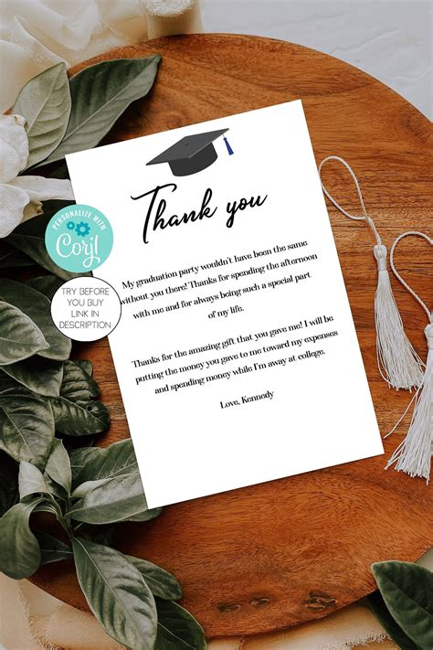 Minimalist Typography Graduation Thank You Card Template