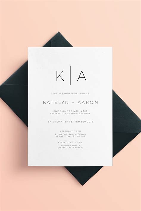 Minimalist wedding invitation template with a simple design