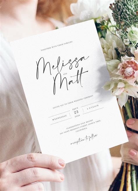 Minimalist wedding invitation template with a simple design