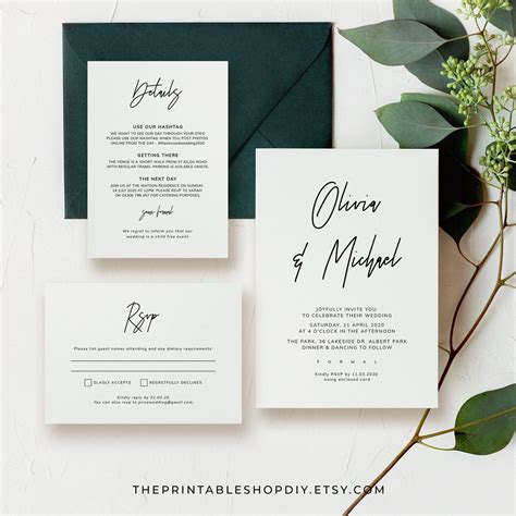 Minimalist wedding invitation wording example