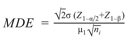 Minimum Detectable Effect Formula