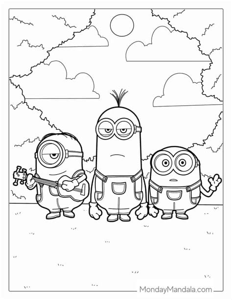 Minion scenes coloring pages