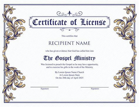 Minister License Certificate