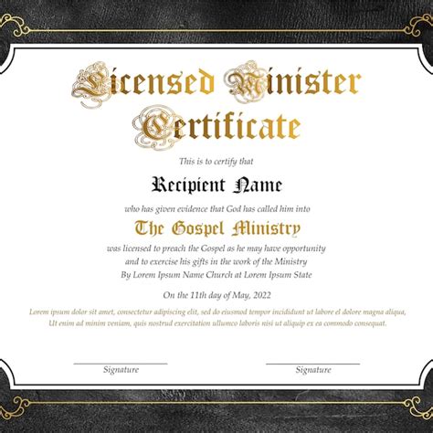 Minister License Certificate