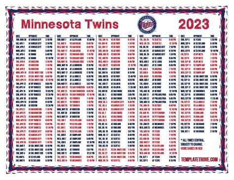 Minnesota Twins 2023 Schedule Image 1