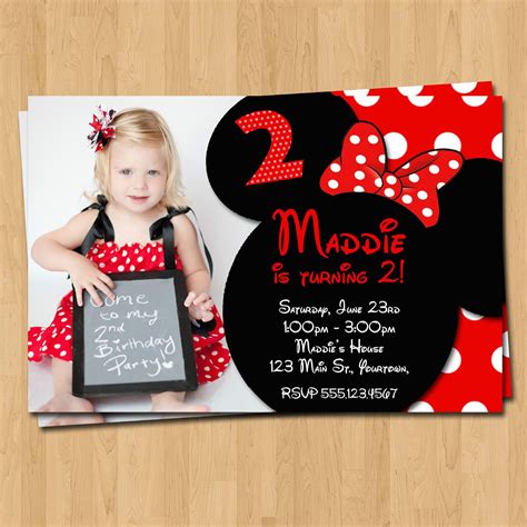 Pink Gold Minnie Mouse Birthday Invitation