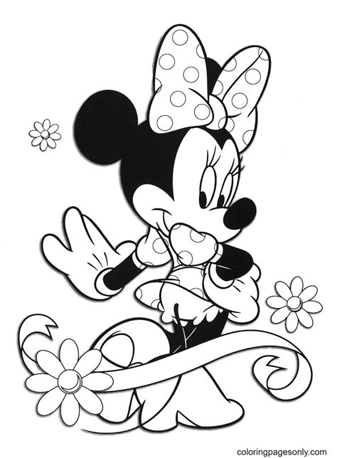 Minnie Mouse coloring pages with polka dots