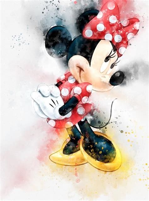 Watercolor Minnie Mouse Face Printable Art