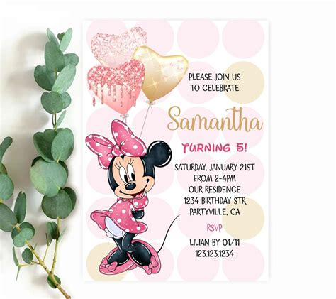 Pink Gold Minnie Mouse Invitation Font