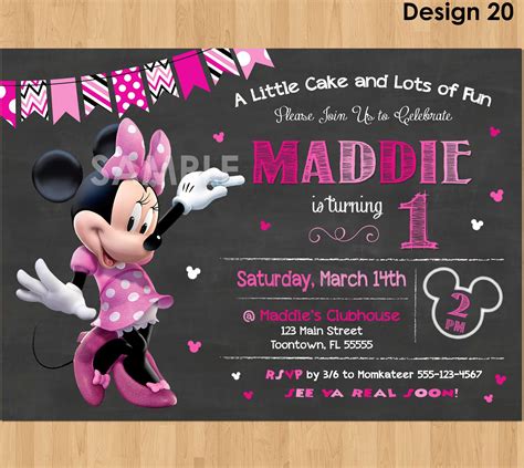 Pink Gold Minnie Mouse Invitation Ideas