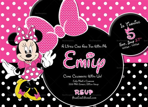 Minnie Mouse invitation template with custom layout