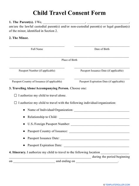 Minor Travel Consent Form 1