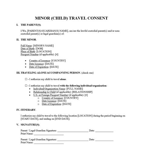 Minor Travel Consent Form 6