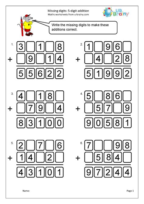 Image of missing number addition worksheets