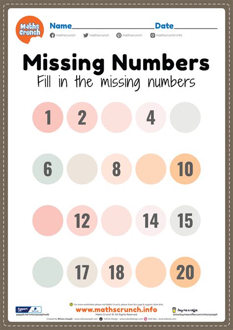 Missing Numbers Math Worksheets