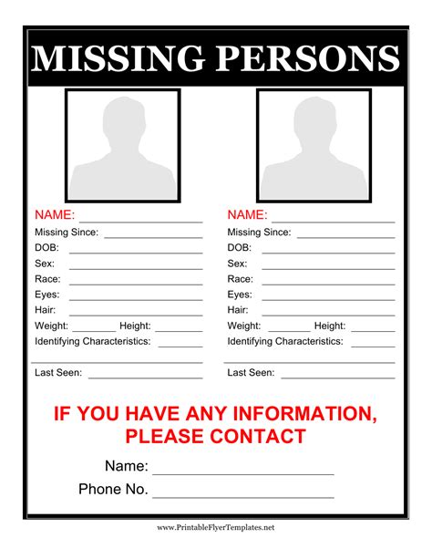 Missing Person Flyer Template 2