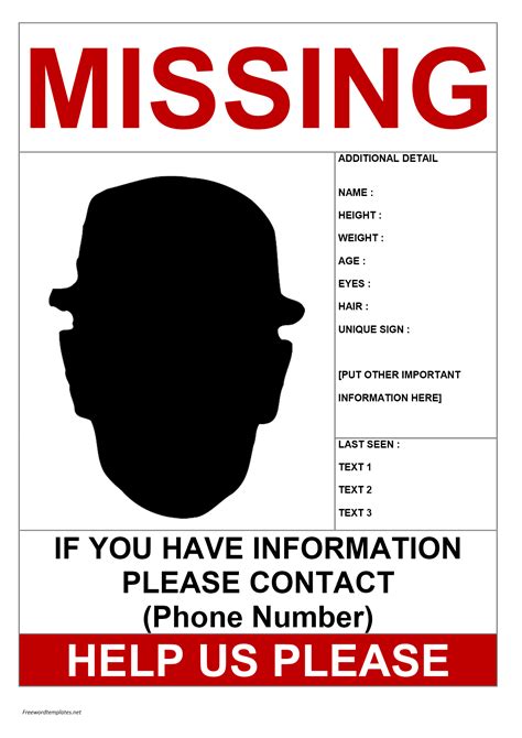 Missing Person Flyer Template 6