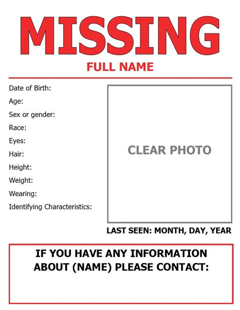 Missing Person Flyer Template 8