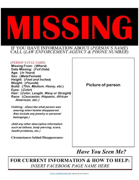 Missing Person Flyer Template Ideas