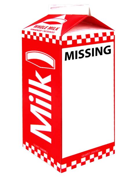 Image of a milk carton with a missing person template