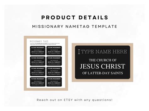 Examples of Printable Missionary Tags