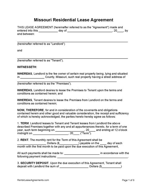 Missouri Lease Agreement Template 1