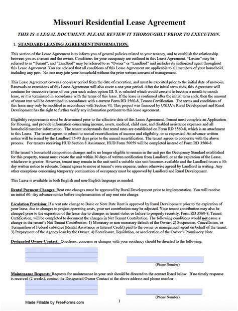 Missouri Lease Agreement Template 9