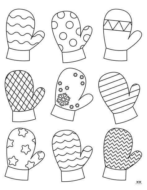 A collection of mitten coloring pages to print