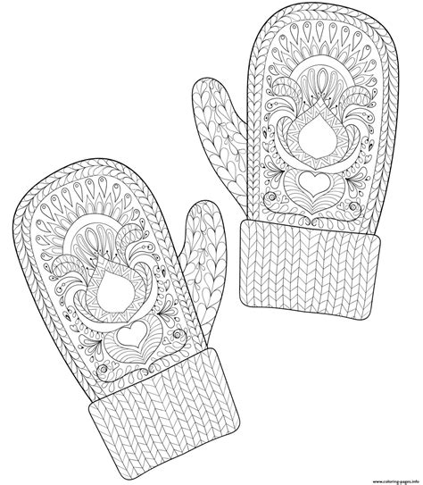 A mitten coloring page for adults