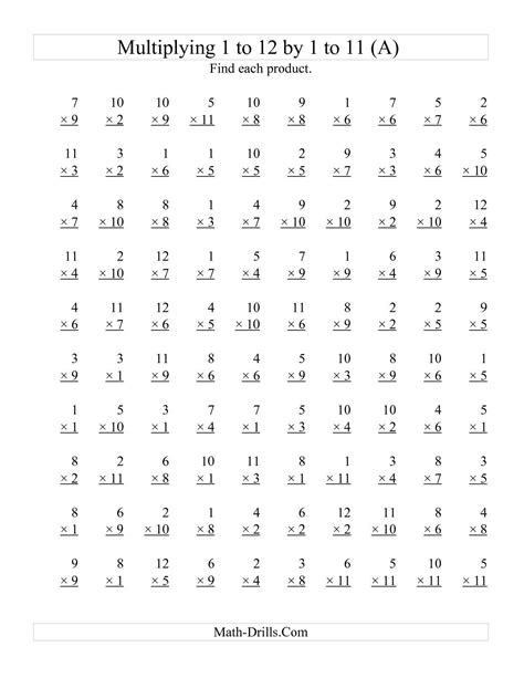 Mixed Multiplication Timed Test