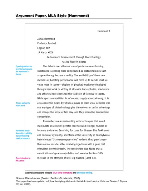 MLA Argumentative Essay Format