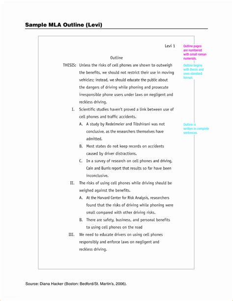 MLA Outline Template Style