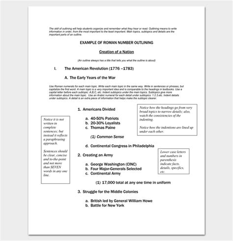 MLA Outline Template with Roman Numerals